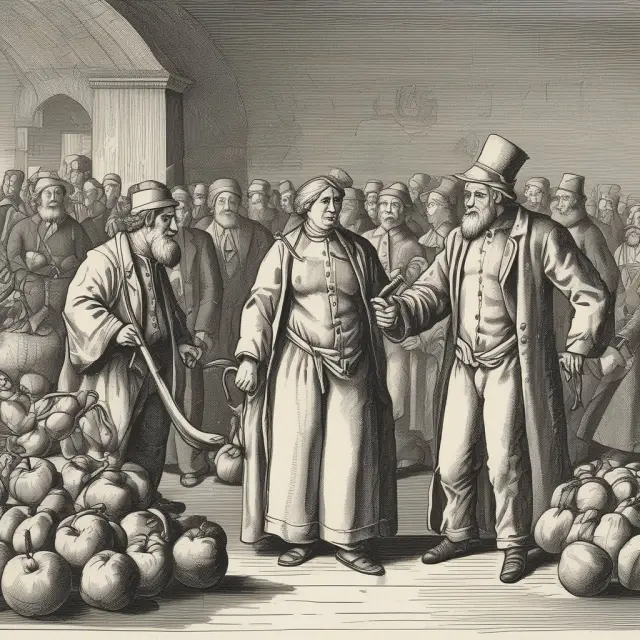 An image of consumers dancing with apples and bananas on a stage, representing the concept of Marginal Rate of Substitution (MRS) and its impact on consumer surplus and welfare