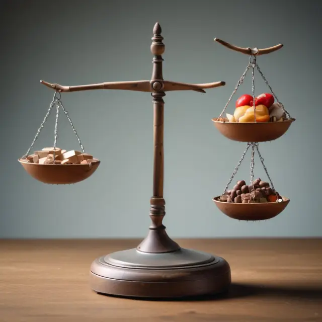 A consumer assessing marginal utility between two goods (X and Y) using a balance scale