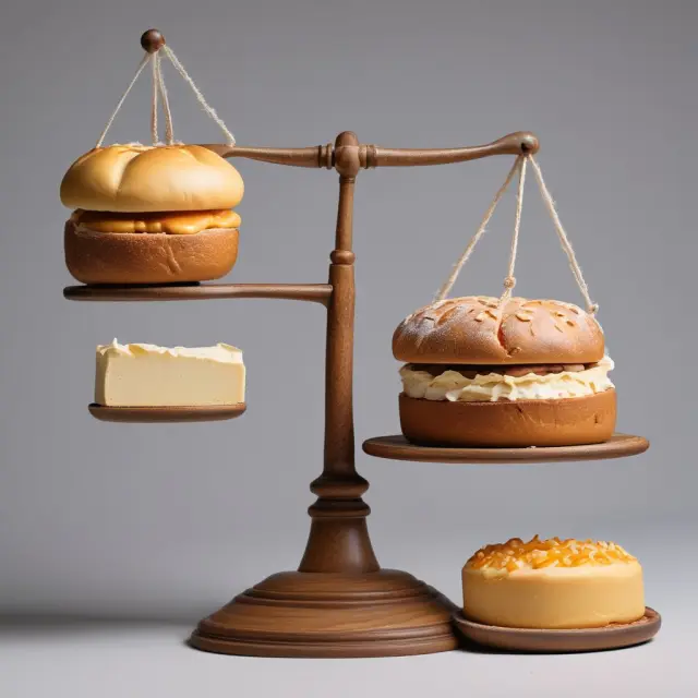 A scale balancing cake and bread illustrates the concept of marginal rate of transformation (MRT) in economics.