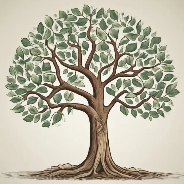 A tree adorned with question-shaped leaves and answer-filled acorns, representing frequently asked questions and their solutions