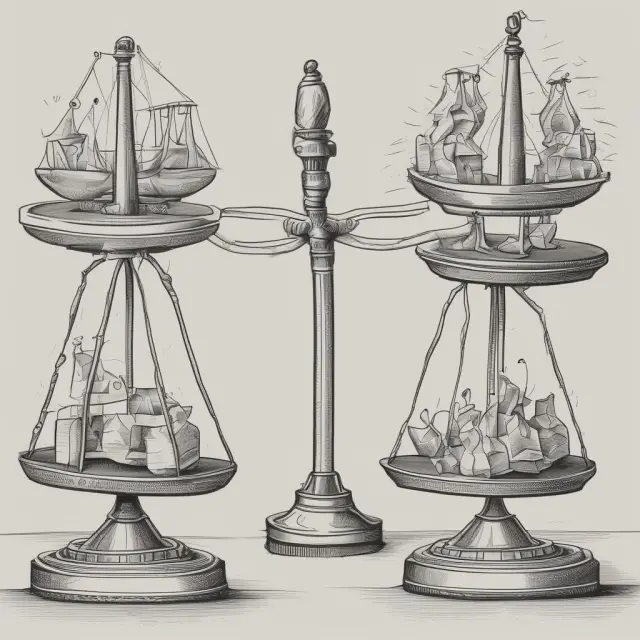 Scales representing marginal private and social costs, symbolizing economic balance