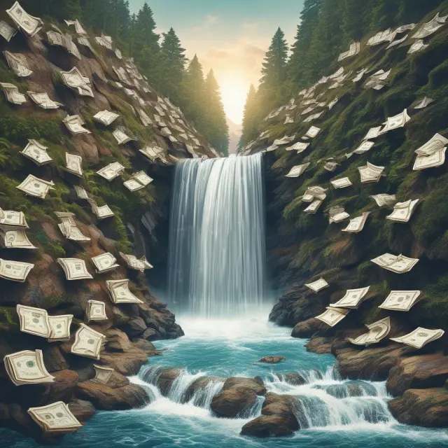 An image of marginal tax rates represented as water flowing upward through tiered steps, illustrating the concept of progressive taxation.
