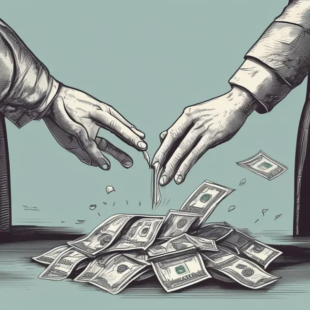A balancing scale with cash and securities. Margin call situation - weighing options to meet the demand.