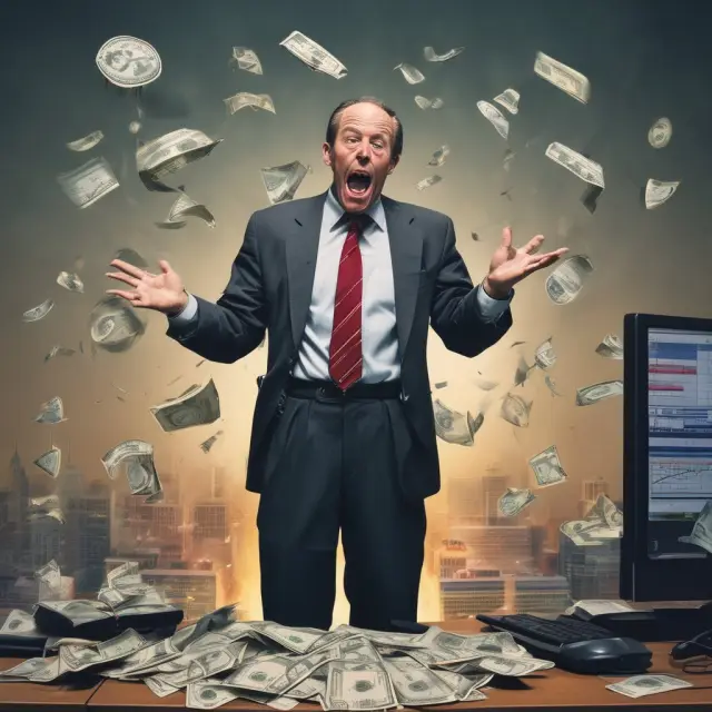 A margin trader balancing various stocks, symbolizing potential investments, while a margin call timer ticks in the background. This image emphasizes the inherent risks involved with margin trading.