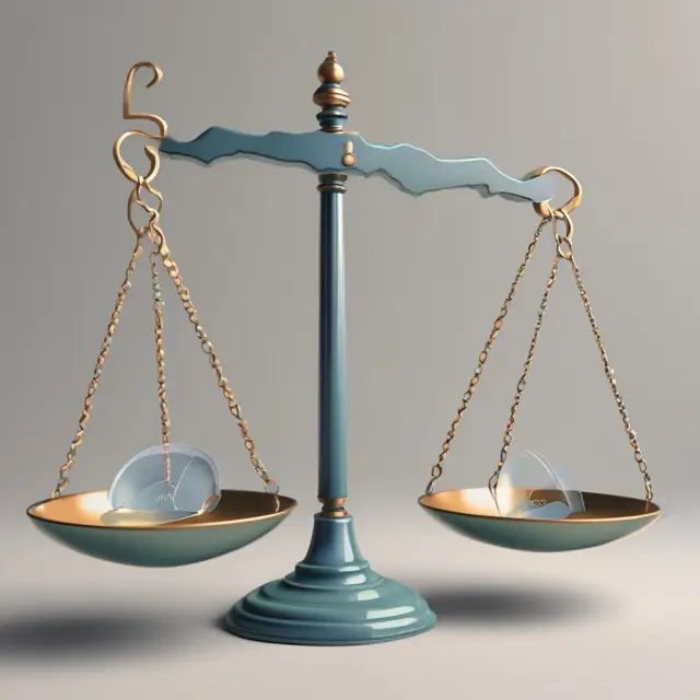 A balanced scale illustrates the intersection of quantitative and qualitative factors in determining intrinsic value through Margin of Safety