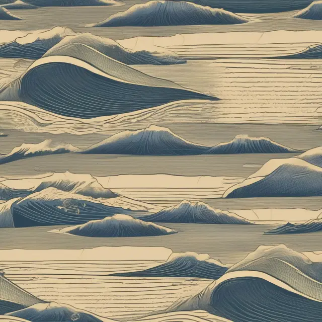 A serene sea with ancient scrolls floating on the surface, symbolizing maritime law