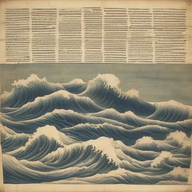 An ancient scroll unfurls, depicting maritime regulations shaping tranquil waters