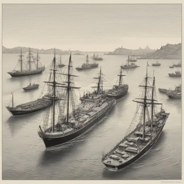 Ships navigating calm seas, symbolizing global trade with IMO