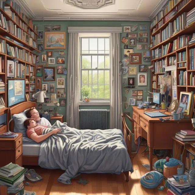 Mark Zuckerberg codes in a Harvard dorm room, surrounded by laptops and papers, with FaceMash project visible on one screen