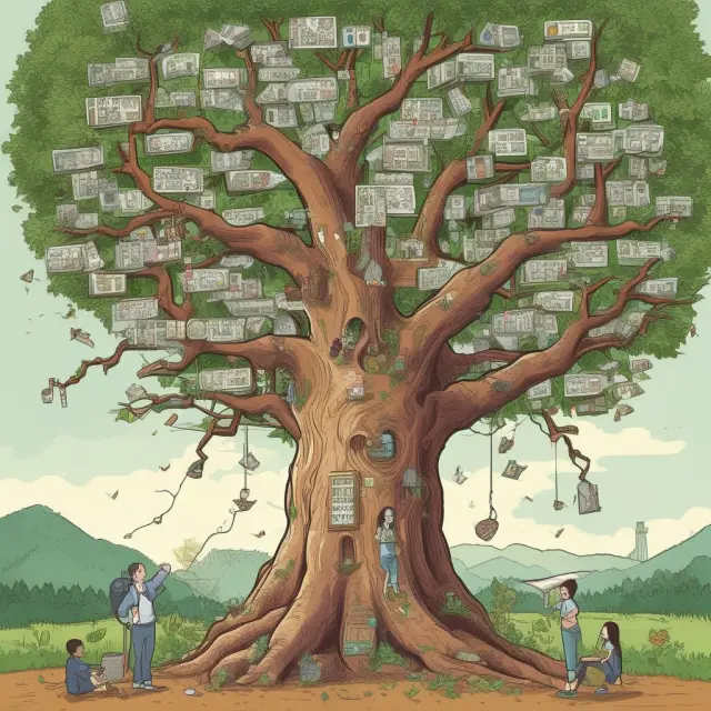 Mark Zuckerberg and Priscilla Chan watering a tree representing their philanthropic endeavors through the Chan Zuckerberg Initiative, focusing on education, social responsibility, and healthcare.