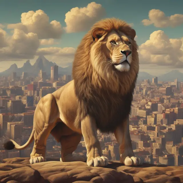 Lion symbolizing market dominance, ruling various industry landscapes