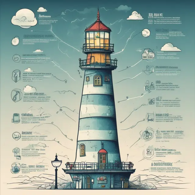 A market leader, symbolized by a lighthouse, influencing industries and setting trends to guide consumers through changing needs