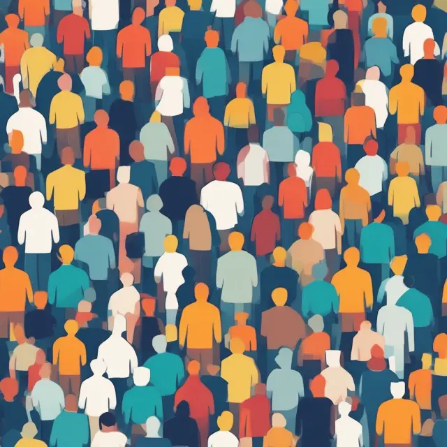 Vibrant image of people creating a living mosaic, symbolizing various consumers that shape market-oriented businesses.