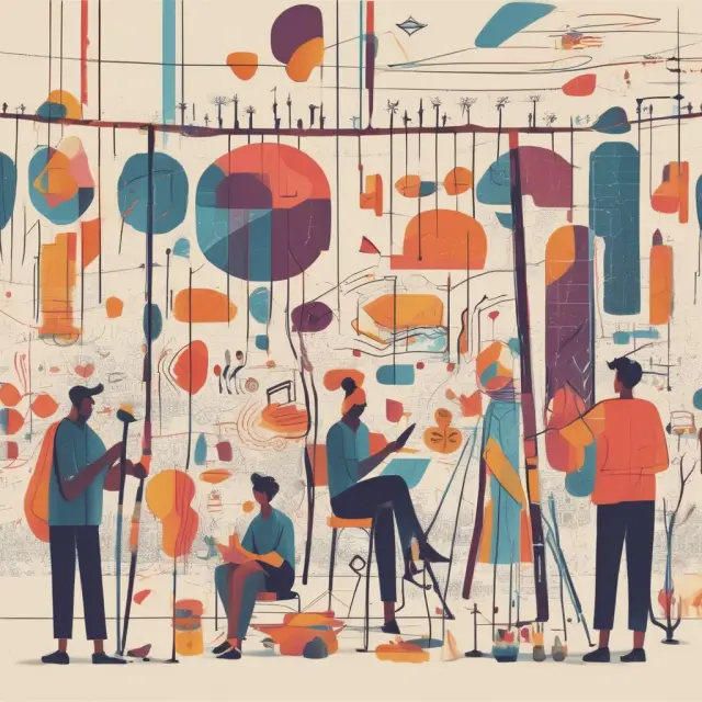 A businessperson sitting at a loom, skillfully weaving consumer insights and market trends into the fabric of their strategic focus