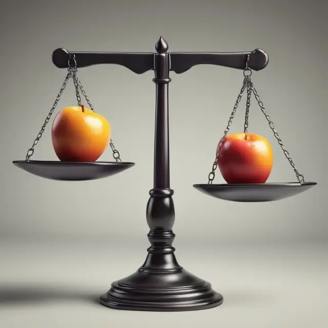 Scale with apples (representing high prices) and oranges (low prices) to illustrate the balance between market penetration through strategic pricing.