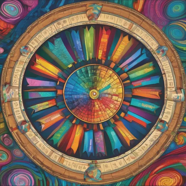 A swirling kaleidoscope filled with various assets symbolizing the market portfolio in CAPM, setting the standard for expected returns based on systematic risk.