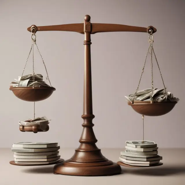 A balance with gold coins, stocks, bonds, and real estate symbols symbolizes a well-diversified market portfolio.