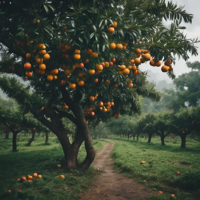 A tropical storm devastating an orchard, affecting the supply side and increasing market prices for fruits