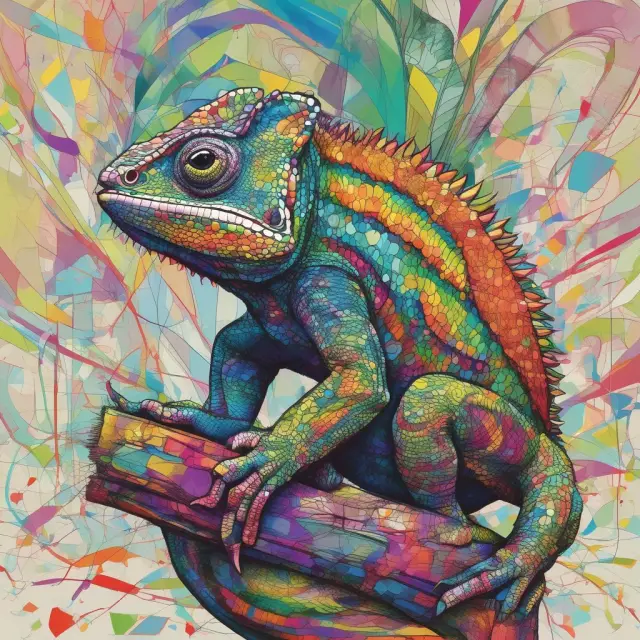 A chameleon morphing through colors symbolizing various market values, impacting company behavior