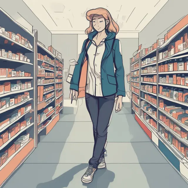 Visualization of physical and virtual markets with a bridge connecting them, representing the transition from tangible to intangible shopping experiences