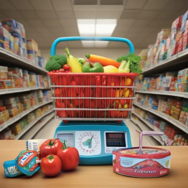An ornate market basket filled with various goods representing a Consumer Price Index (CPI) measuring economic health.