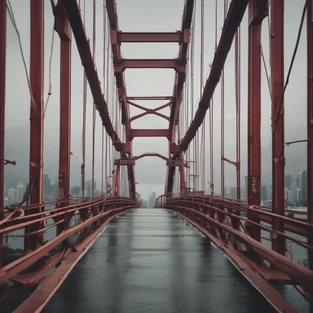 Bridge depicting advancing stocks linking declining stocks, symbolizing the assessment of overall market health and momentum through market breadth indicators.