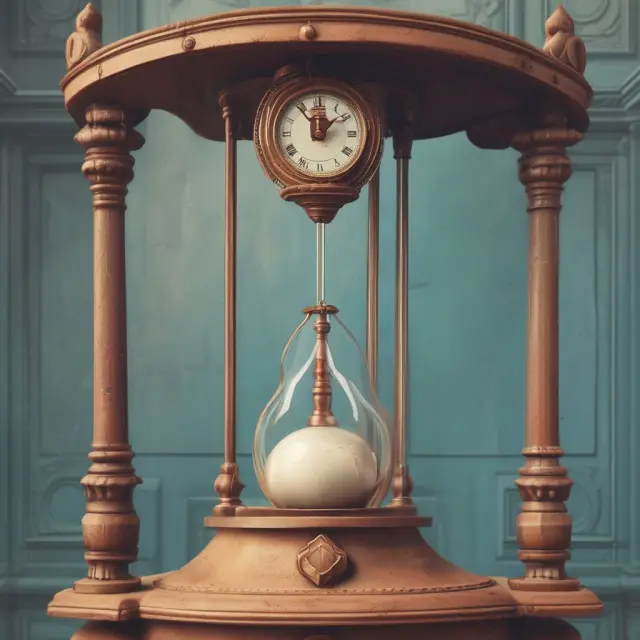 Clock representing market mid-cycle, balanced between past and future growth