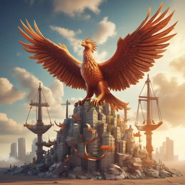 An image of a mythical Phoenix rising from ashes, symbolizing equity marketable securities, while anchors represent debt securities