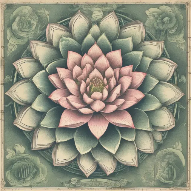 A six-petaled lotus blooming with stocks (common), bills (Treasury), acceptances, bonds (commercial paper and banker