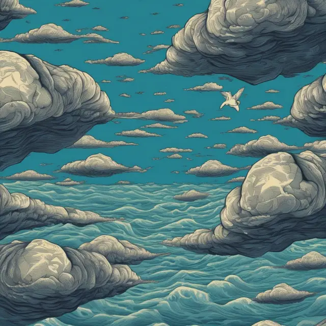 Metaphorical image: A tranquil ocean filled with various short-term bonds, symbolizing the financial liquidity and stability offered by marketable debt securities.