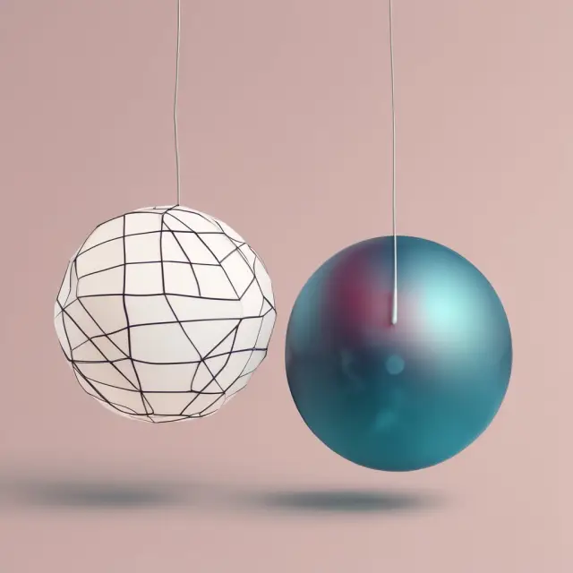 Two orbs symbolizing branded products; one fading while the other grows, maintaining equilibrium through careful strategy.