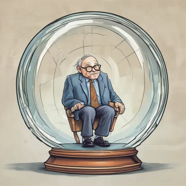 A crystal ball displaying the Buffett Indicator during the dotcom bubble, showing a significant increase in market capitalization-to-GDP ratio and eventually the subsequent market correction