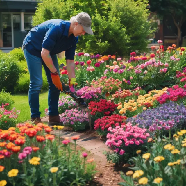 An image of a gardener nurturing various flowers labeled large-cap, mid-cap, and small-cap in a garden bed. Each flower represents a company with specific market capitalizations.