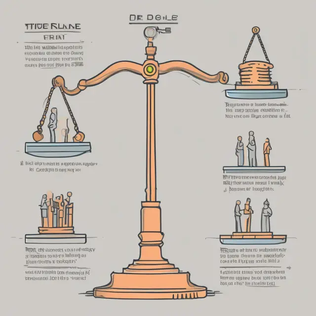 An ornate scale with gold coins representing market capitalizations of acquiring and target companies, balanced for a fair M&A deal