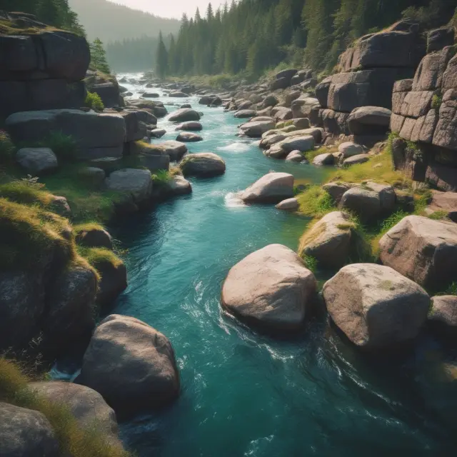 An investor navigating a river representing market depth, avoiding wide bid-ask spread