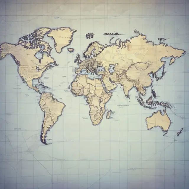 A world map displaying stock market graphs representing various regions, depicting the impact of geographical market exposure on portfolio risks and rewards