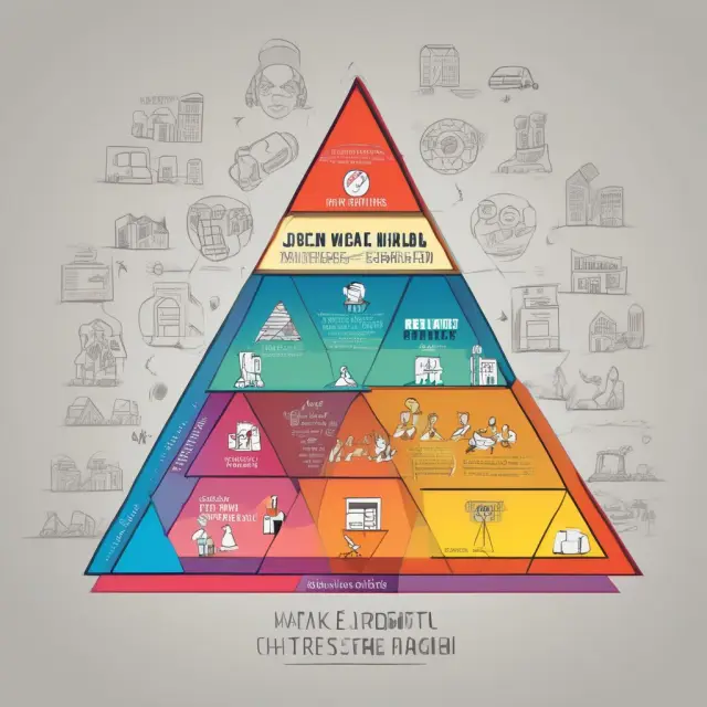 Triangle with interconnected poverty, healthcare, and education symbols symbolizing market failure