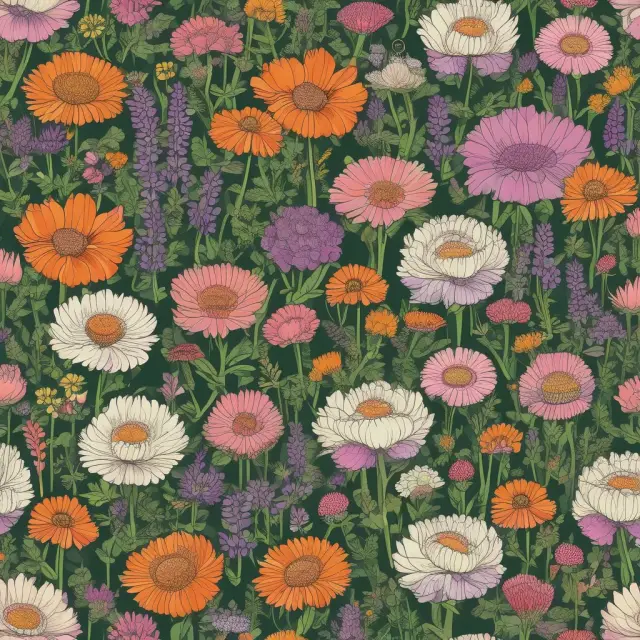 A garden filled with diverse flowers representing price-weighted and market cap indexes, a sun as the guiding benchmark