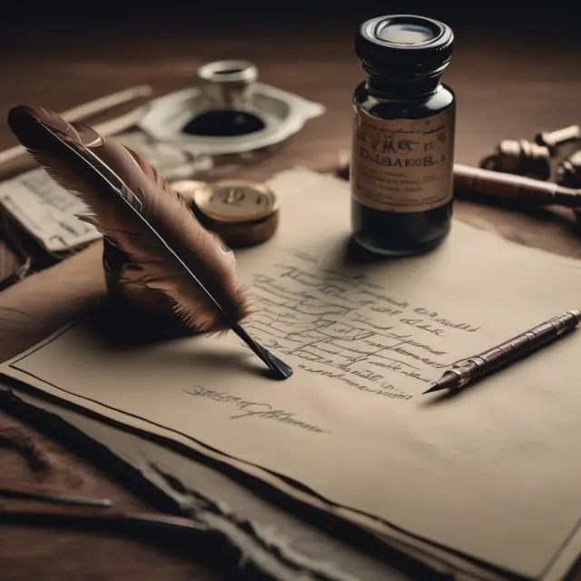 Quill writing brand images from a marketing campaign inkwell