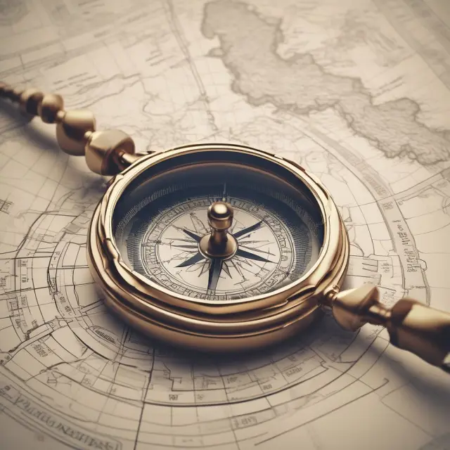 A ship navigating turbulent waters with a marketing compass and plan in hand, symbolizing effective business strategy