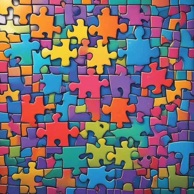 Marketing channels represented by puzzle pieces, each showcasing social media, print, radio, TV, SEO, and email marketing.