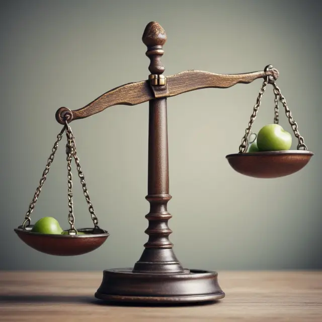Balanced scales represent marketing budgets allocating resources to various marketing channels
