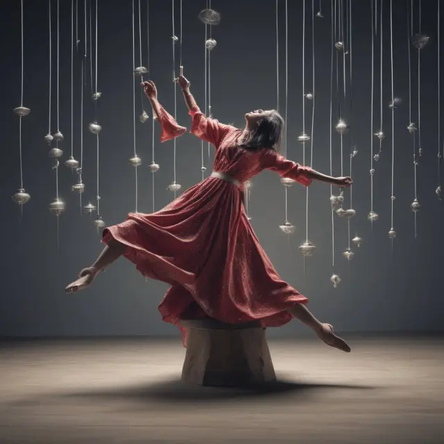 A ballet dancer gracefully intertwines traditional marketing (books, billboards) and digital marketing (laptop, smartphone) to engage institutional investors