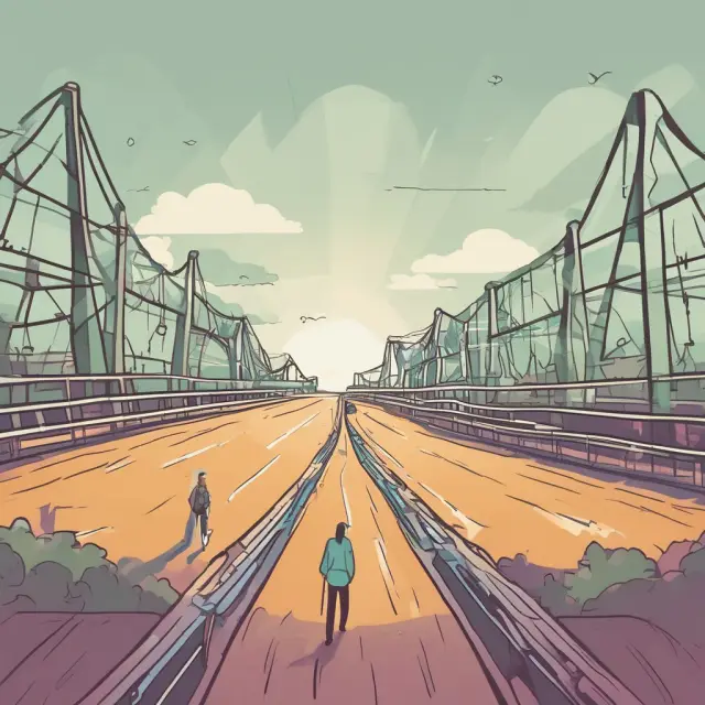 A sturdy bridge linking transparency, honesty, and consumer privacy symbols. Ethical marketing practices ensure a balanced approach.