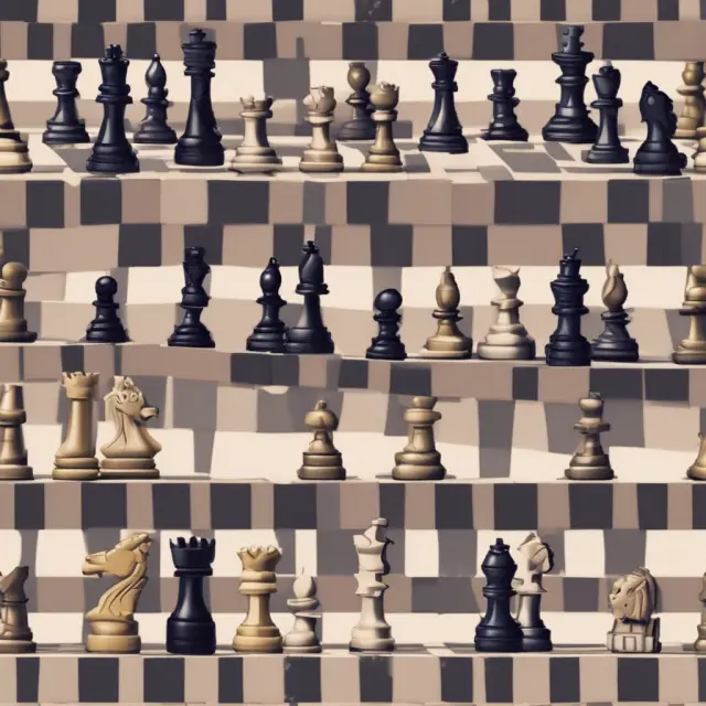 An AI-driven chessboard with marketing trend pieces: AI, video marketing, mobile-first, voice search, and AR/VR