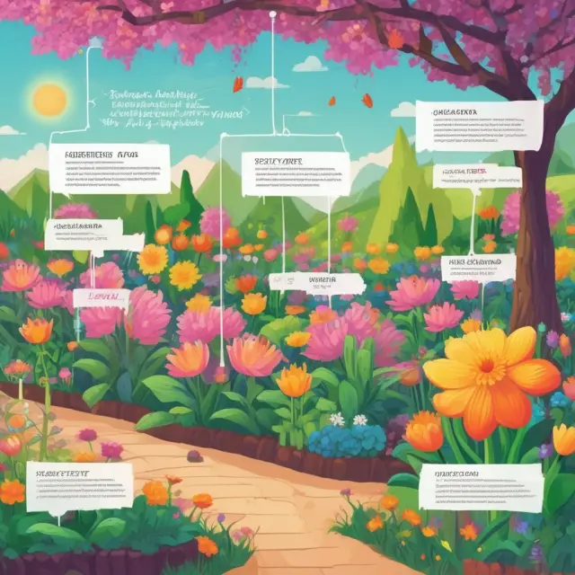 An image of a lush garden displaying various flowers representing successful marketing campaigns, with wilted plants symbolizing failed campaigns
