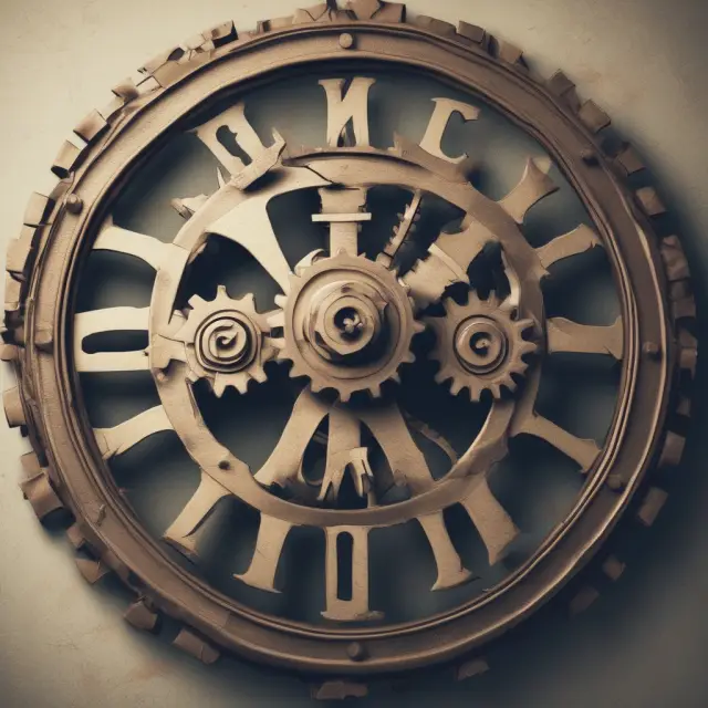 A metaphorical image of MOC and limit orders represented by gears interacting around a market clock during the closing bell.
