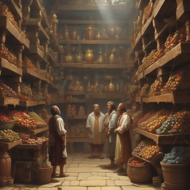 Traders in a bustling marketplace assess the implications and trade-offs of MOC Orders on market efficiency and liquidity