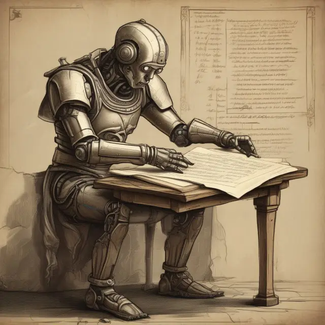 Robot writes down answers to frequently asked questions about Market-on-Close (MOC) orders on a parchment for preservation