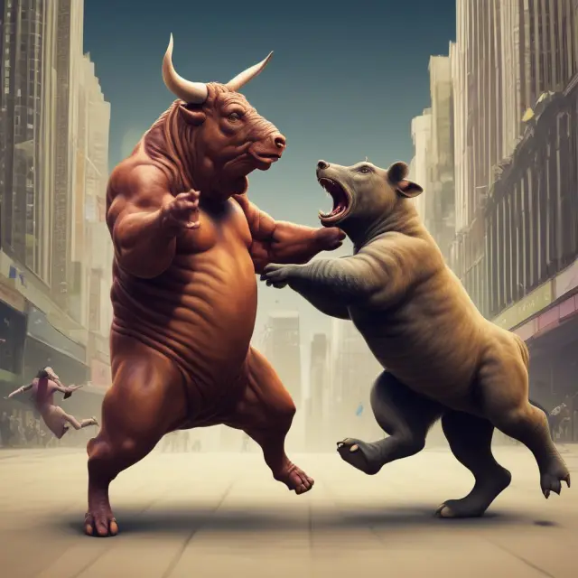 Market bull and bear interacting to form bid and ask prices